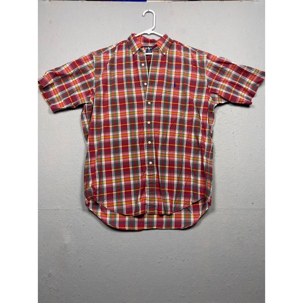 Ralph Lauren Blake‎ Shirt 100% Cotton Red Plaid Size M Mens